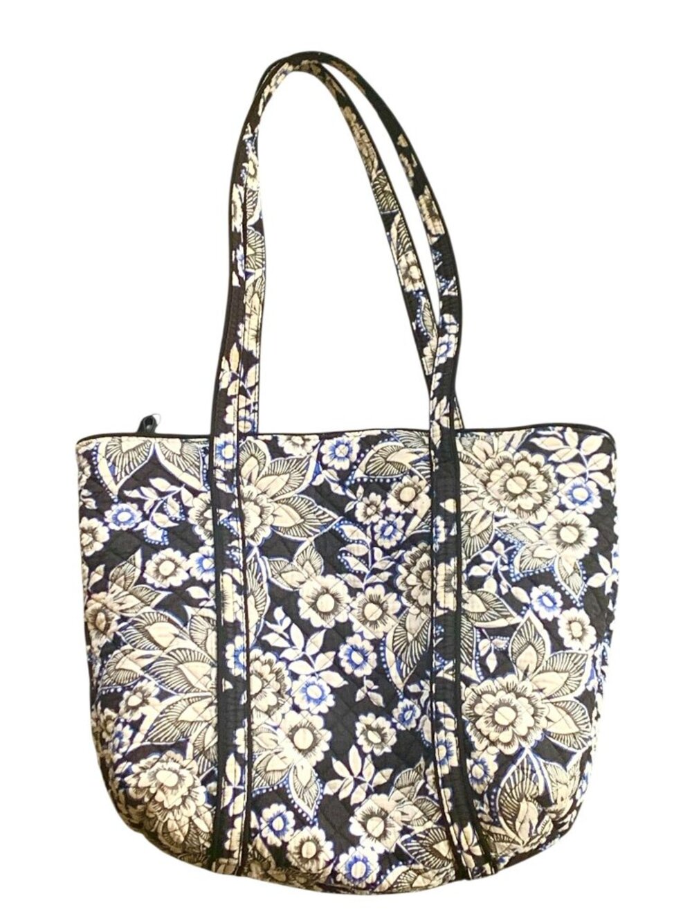 Vintage Vera Bradley Quilted Snow Lotus Handbag Shoulder Purse Navy Blue Retired